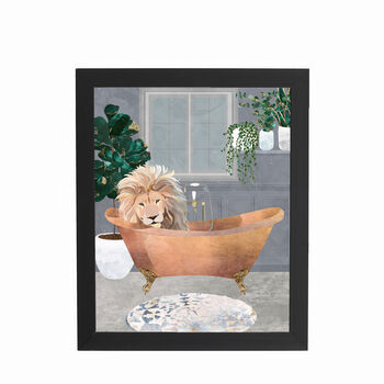 Lion In Copper Bath With House Plants Wall Art Print, 2 of 4