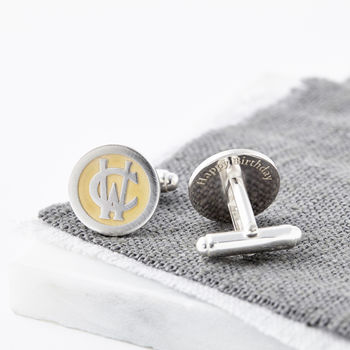 Sterling Silver Gold Plated Entwined Monogram Cufflinks, 2 of 5