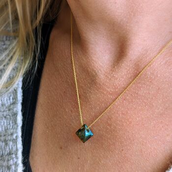 'The Octahedron' Labradorite Gold Plated Necklace, 3 of 5