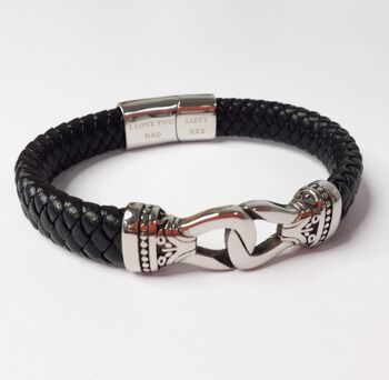 Personalised Men's Buckle Clasp Leather Bracelet, 5 of 5