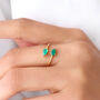 Green Onyx Teardrop Adjustable Gold Plated Ring, thumbnail 1 of 5