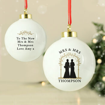 Personalised Mrs And Mrs Bauble – Christmas Tree Decorations, 3 of 5