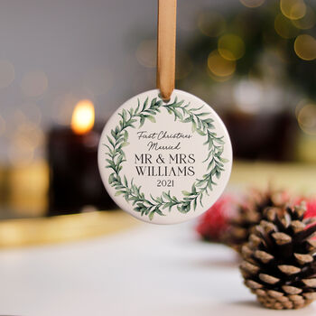 First Christmas As Mr And Mrs Personalised Bauble, 8 of 9