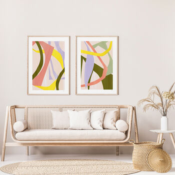 Pastel Abstract Cut Out Shapes Prints Set Of Three, 5 of 10