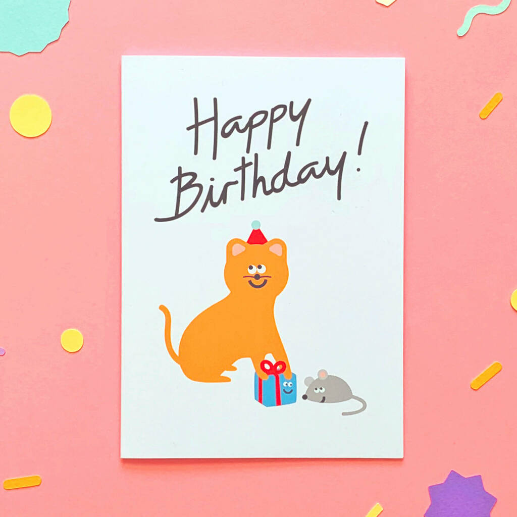 Party Animal Ginger Cat Happy Birthday Wishes Card By I AM A |  