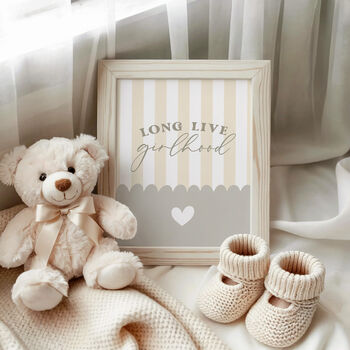 Beige Long Live Girlhood Nursery Print, 9 of 9