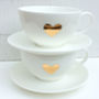 Gold Heart Fine Bone China Tea Cup And Saucer, thumbnail 2 of 2