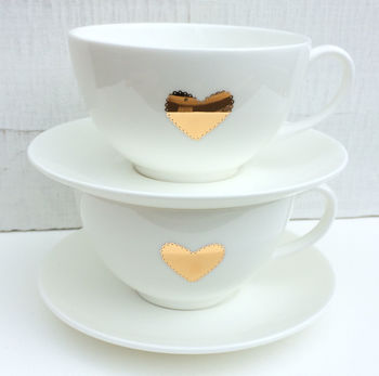 Gold Heart Fine Bone China Tea Cup And Saucer, 2 of 2