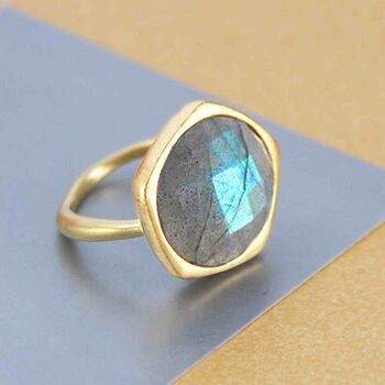 Labradorite Gold Plated Sterling Silver Gemstone Ring, 3 of 4