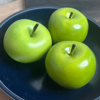 Decorative Faux Apples Pack Of Three Granny Smiths, 2 of 2