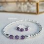 Sterling Silver Birthstone Bracelet: Elastic Beaded Birth Month Gemstone Jewellery, thumbnail 6 of 9