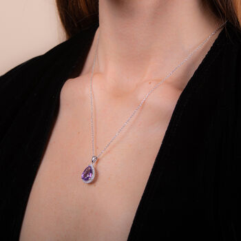Amethyst 925 Sterling Silver Pear Drop Necklace, 2 of 5