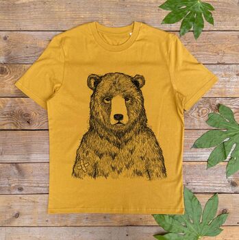 Grizzly Bear Men's Organic T Shirt, 6 of 6