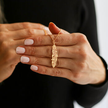 Feather Necklace In Sterling Silver, 24ct Gold Vermeil, 3 of 12