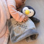 Personalised Penguin Baby Comforter Rattle, thumbnail 1 of 9