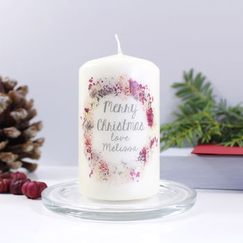 Personalised Wreath Christmas Candle, 4 of 6
