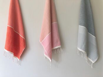 Coral / Pink / Grey Cotton Hand Towels, 3 of 8