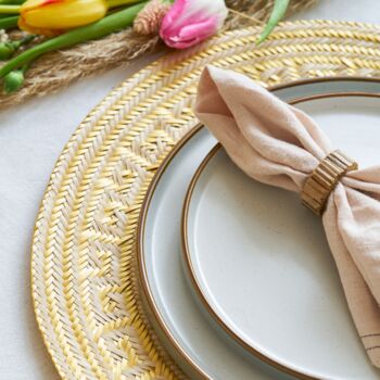 Woven Natural Straw Gold Placemats, 2 of 4