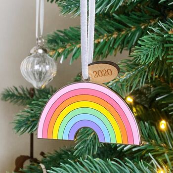 Pastel Rainbow Enamel Christmas Tree Decoration, 3 of 7