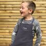 Children's Linen Charcoal Embroidered Apron, thumbnail 3 of 3