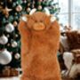Brown Highland Coo Cow Premium Soft Plush Hot Water Bottle Cover/Pj Case, Nb, Ideal Christmas Gift, thumbnail 1 of 6