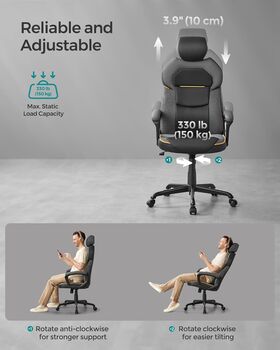 Adjustable Gaming Office Chair With Headrest And Tilt, 5 of 7