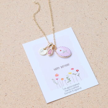 Birth Flower Enamel Pendant Necklace, 4 of 8