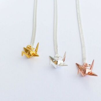 Sterling Silver Origami Crane Necklace, 4 of 5