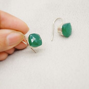 Green Onyx Sterling Silver Earrings, 6 of 8