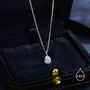 Sterling Silver Aquamarine Blue Pear Cut Cz Pendant Necklace, thumbnail 6 of 11