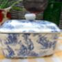 Lidded Butterdish In Blue Toile Design, thumbnail 10 of 10