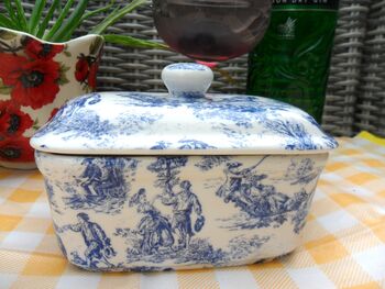 Lidded Butterdish In Blue Toile Design, 10 of 10