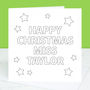 Happy Christmas Teacher Colour In Card, thumbnail 1 of 4