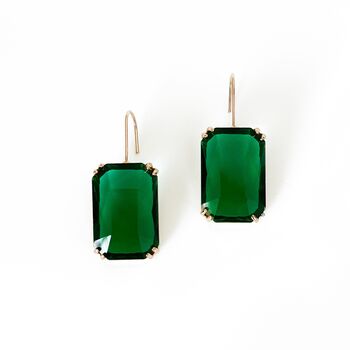 Emerald Green Statement Jewel Earrings, 2 of 2