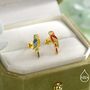 Mismatched Macaw Parrot Bird Stud Earrings In Sterling Silver, thumbnail 3 of 12