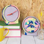 Neon Marbled Jesmonite Clock With Lilac Face, thumbnail 2 of 6