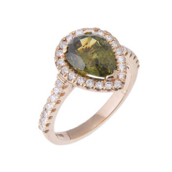 Green Sapphire And Diamond Halo Engagement Ring, 4 of 5
