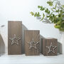 Trio Of Wooden Tea Light Holders Raised Star Design, thumbnail 6 of 11