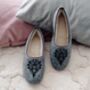 Black Embroidered Ballerina Slippers, thumbnail 2 of 5