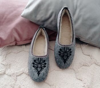Black Embroidered Ballerina Slippers, 2 of 5