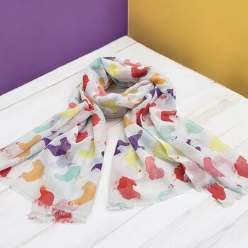 Colourful Chick Hen Print Scarf, 2 of 5