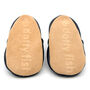 Dotty Fish Pink And Navy Flower Soft Leather Baby Shoes With Barefoot Soles, thumbnail 7 of 8