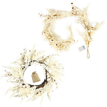 Luxury Pre Lit Pampas Wreath And Garland Collection, 2 of 9
