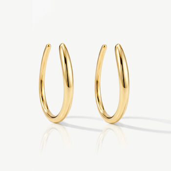 Women's 18k Gold Oval Threader Hoop Earrings, 2 of 4