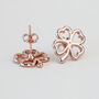 Dainty Four Leaf Clover Stud Earrings, thumbnail 2 of 3