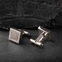 Meteorite Cufflinks, Square In Sterling Silver, thumbnail 3 of 6