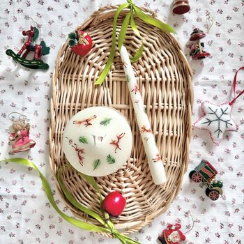 Hand Painted Christmas Winter Reindeer Candle, 5 of 9