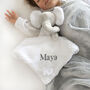 Personalised White Elephant With Bow Baby Comforter, thumbnail 2 of 4
