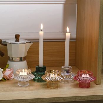 Glass Candle Holder Tealight Candlestick Holders, 4 of 8