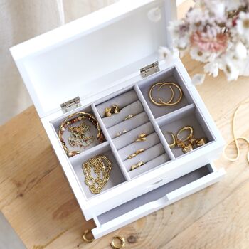 Personalised Birth Flower Jewellery Box With Drawers, 4 of 8